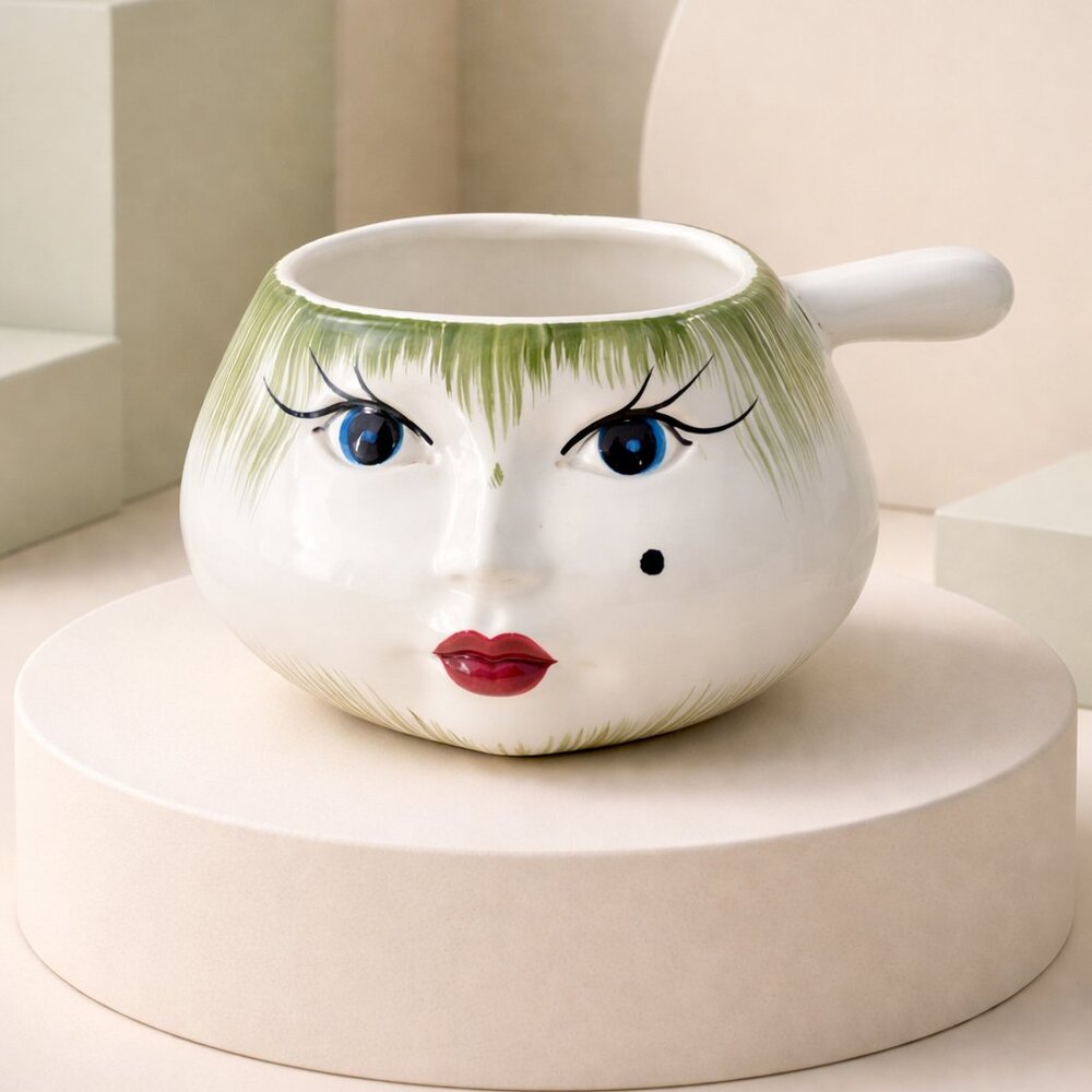 Cute Smiling Face Sauce Dish or Soup Dish -‎ Vintage